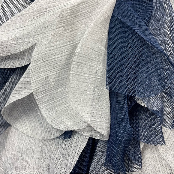 NWOT Blue Glittery Lace Dress Scallop Sweep - Picture 3 of 9